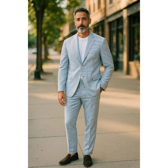 Adolfo Men's Seersucker Modern Fit Suit